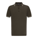 Tricot Tipped Rib Knit Polo Shirt // Khaki (L)