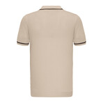 Tricot Tipped Rib Knit Polo Shirt // Beige (M)