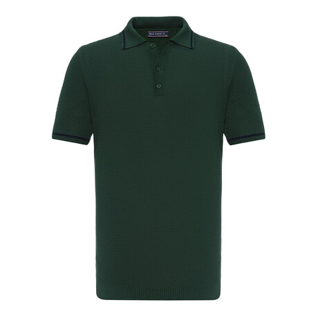 Tricot Tipped Rib Knit Polo Shirt // Green (XS)