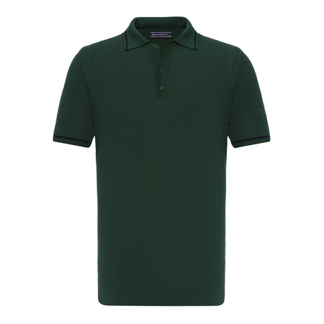 Tricot Tipped Rib Knit Polo Shirt // Green (S)