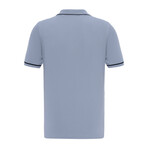 Tricot Tipped Rib Knit Polo Shirt // Light Blue (L)