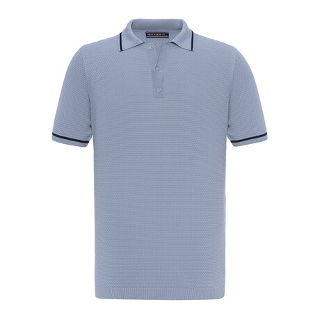 Tricot Tipped Rib Knit Polo Shirt // Light Blue (M)