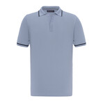 Tricot Tipped Rib Knit Polo Shirt // Light Blue (L)