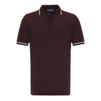 Tricot Tipped Rib Knit Polo Shirt // Burgundy (S)