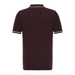 Tricot Tipped Rib Knit Polo Shirt // Burgundy (L)