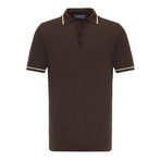 Tricot Tipped Rib Knit Polo Shirt // Brown (M)