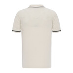 Tricot Tipped Rib Knit Polo Shirt // Ecru (L)