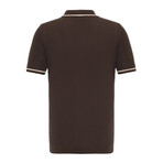 Tricot Tipped Rib Knit Polo Shirt // Brown (S)