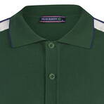 Tricot Raglan Polo Shirt // Green + Ecru + Navy Blue (XS)