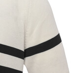 Tricot Striped Polo Shirt // Ecru + Black (L)