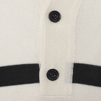 Tricot Striped Polo Shirt // Ecru + Black (M)