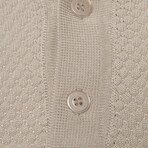 Tricot Tipped Rib Knit Polo Shirt // Beige (S)