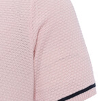 Tricot Tipped Rib Knit Polo Shirt // Pink (2XL)