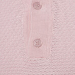 Tricot Tipped Rib Knit Polo Shirt // Pink (M)