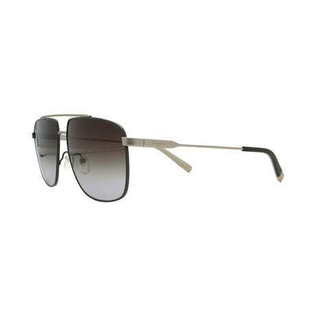 Ferragamo Mens SF239S 758 Pilot Sunglasses // Matte Gold + Grey Graidient