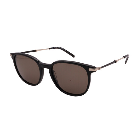Ferragamo Mens SF1015S 001 Pilot Sunglasses // Black + Grey