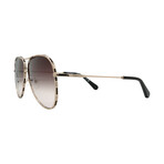 Ferragamo Mens SF268S 786 Aviator Sunglasses // Light Gold + Grey Gradient