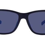 Ferragamo Mens SF938S 435 Square Sunglasses // Navy Blue + Blue Mirror