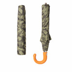 Orange Leather Handle Camo Umbrella // Green Camo