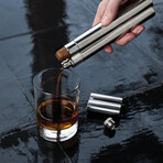 Cigar Holder with 2 oz Flask // Silver