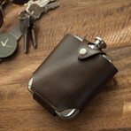 Harrison Flask with Traveling Case in Leather and Stainless