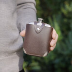 Harrison Flask with Traveling Case in Leather and Stainless