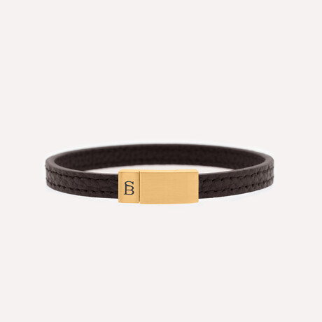 Grady Leather Bracelet // Brown + Gold (S)