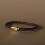 Luke Landon Nappa Leather Bracelet // Brown + Gold (M)