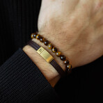 Grady Leather Bracelet // Brown + Gold (M)