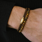 Luke Landon Nappa Leather Bracelet // Brown + Gold (S)