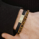 Grady Leather Bracelet // Gold + Black (S)