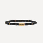 Two Tone Disc Onyx Gemstone Bracelet // Black + Gold (L)