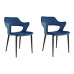 Vidar Side Chair in Blue Velvet with Black Steel Legs // Set of 2