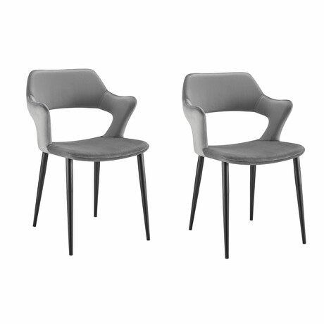 Vidar Side Chair in Gray Velvet with Black Steel Legs // Set of 2
