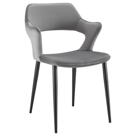 Vidar Side Chair in Gray Velvet with Black Steel Legs  // Set of 1