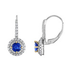 18K White Gold Diamond + Sapphire Earrings // New