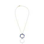 18K Yellow Gold Hexagon Lapis Ring + Necklace // Ring Size: 5.75 // 16" // New