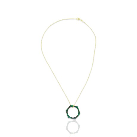 18K Yellow Gold Hexagon Malachite Ring + Necklace // Ring Size: 5.75 // 16" // New