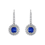 18K White Gold Diamond + Sapphire Earrings // New