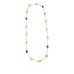 18K Yellow Gold Multicolor Quartz Necklace // 29" // New