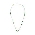 18K Yellow Gold Emeralds + Diamond Necklace // 18" // New