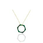 18K Yellow Gold Hexagon Malachite Ring + Necklace // Ring Size: 5.75 // 16" // New