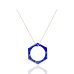 18K Yellow Gold Hexagon Lapis Ring + Necklace // Ring Size: 5.75 // 16" // New