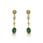 18K Yellow Gold Green Tourmaline + Diamond Drop Earrings // Pre-Owned