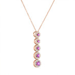 18K Rose Gold Diamond + Pink Sapphire Necklace // 18" // New