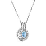 18K White Gold Diamond + Topaz Necklace // 18" // New