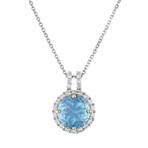 18K White Gold Diamond + Topaz Necklace // 18" // New