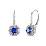 18K White Gold Diamond + Sapphire Earrings // New