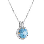 18K White Gold Diamond + Topaz Necklace // 18" // New