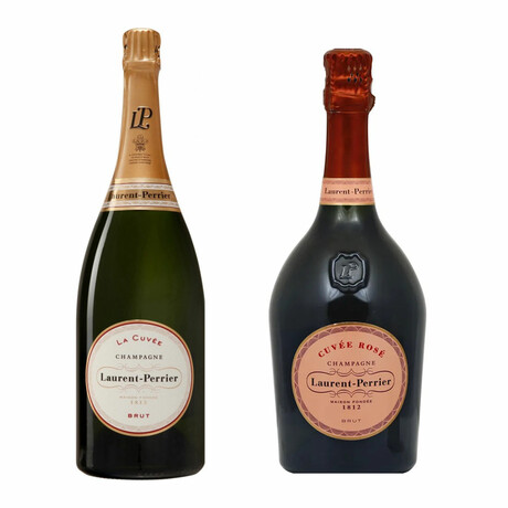 Laurent-Perrier Champagne, Cuvee Rose 750 ml + Laurent-Perrier La Cuvee Brut 375 ml Half-Bottle // 2 Bottle Set